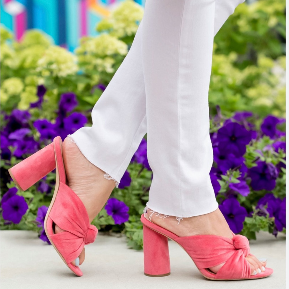 Loeffler Randall pink velvet knotted sandal